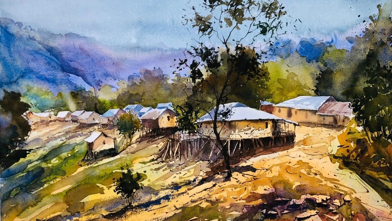 Bandarban — watercolour on paper by Rasedul Islam Riad