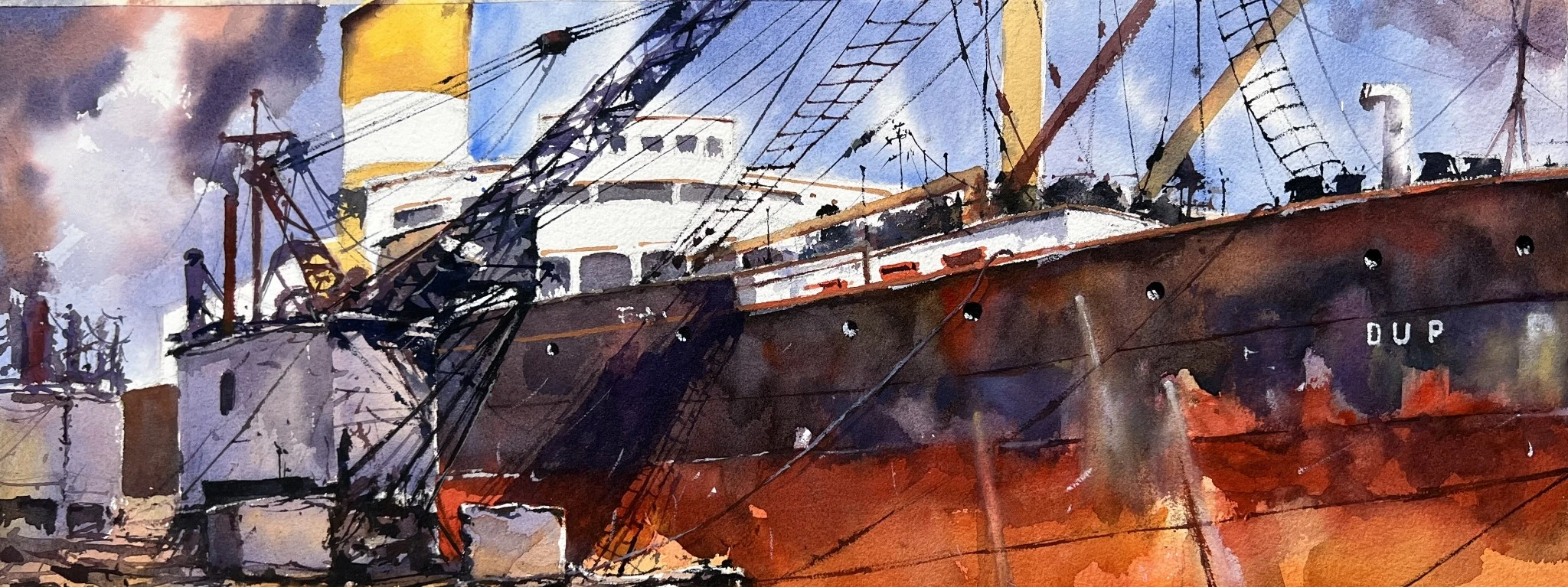 Mongla — watercolour on paper by Rasedul Islam Riad