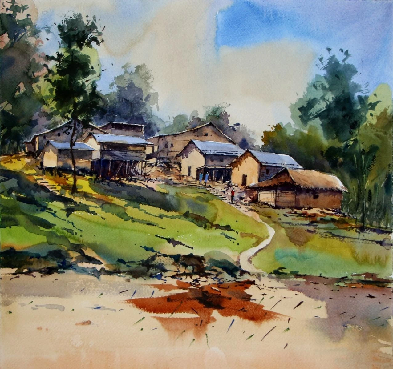 Roma Bazar — watercolour on paper by Rasedul Islam Riad