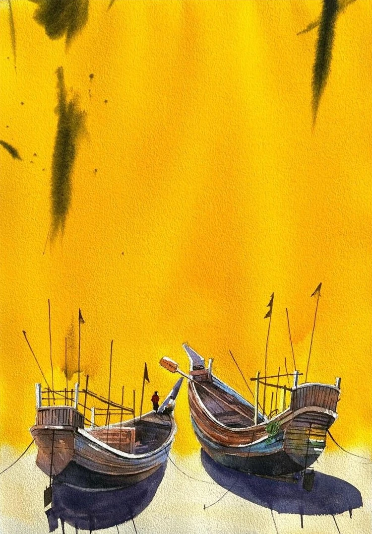 Shampan — watercolour on paper by Rasedul Islam Riad